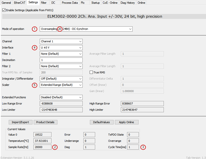 Configure ELM3002 by settings page